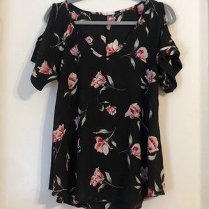 Black floral blouse